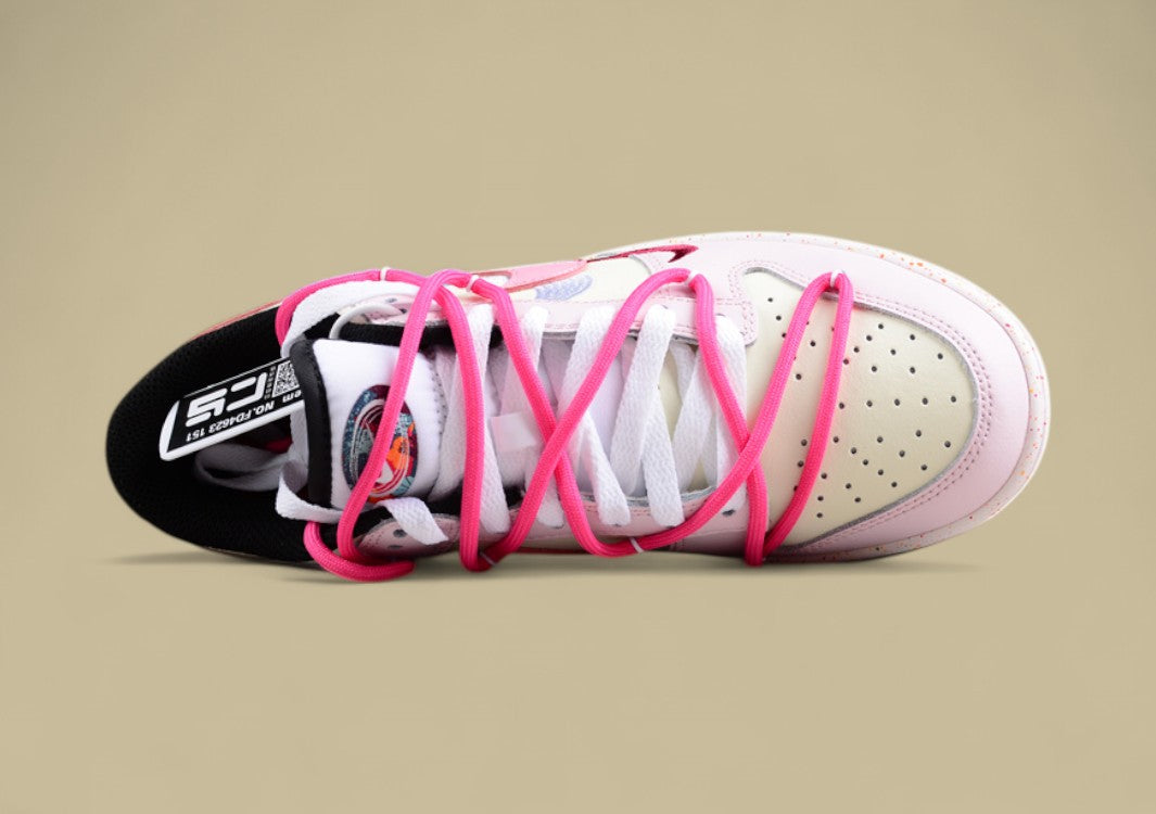Nike Dunk Low "Multi Color Vitality" Pink Red Triple Swoosh Deconstructed Strap Sneakers