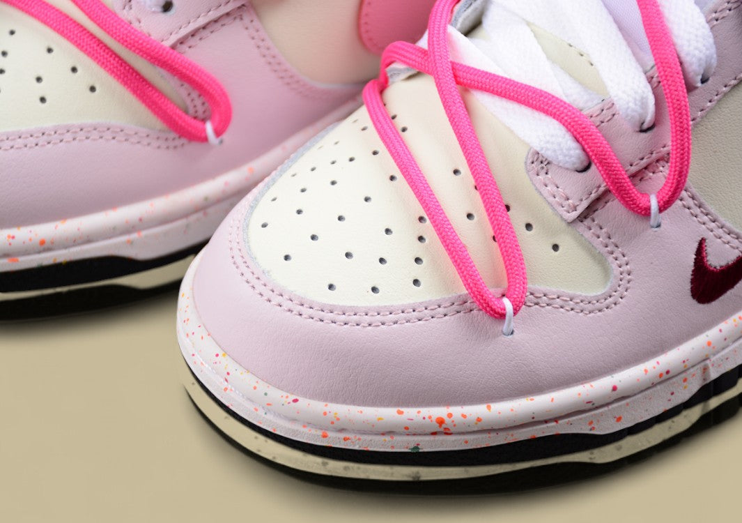 Nike Dunk Low "Multi Color Vitality" Pink Red Triple Swoosh Deconstructed Strap Sneakers