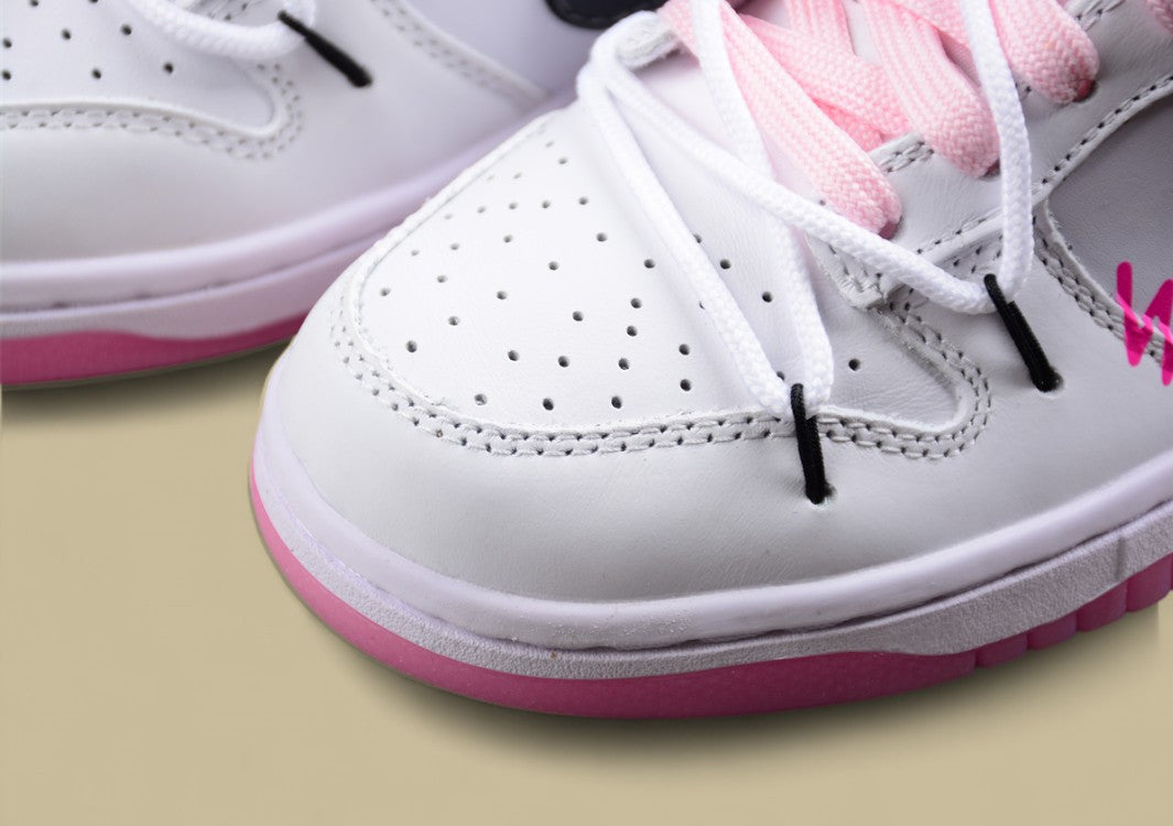 Nike Dunk Low "Multi Color Vitality" – Pink White Custom Triple Swoosh Deconstructed Shoes