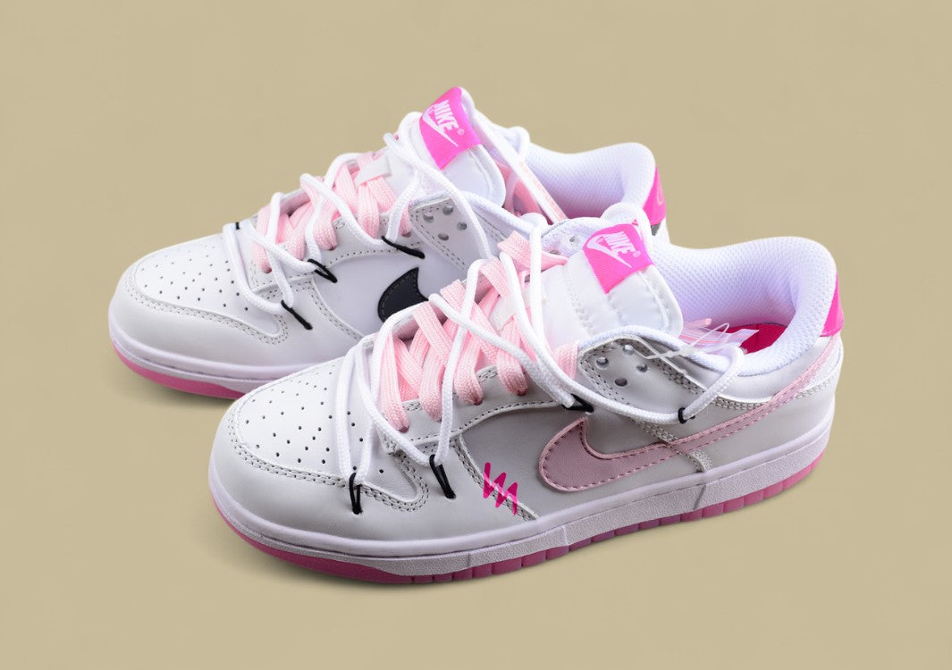 Nike Dunk Low "Multi Color Vitality" – Pink White Custom Triple Swoosh Deconstructed Shoes