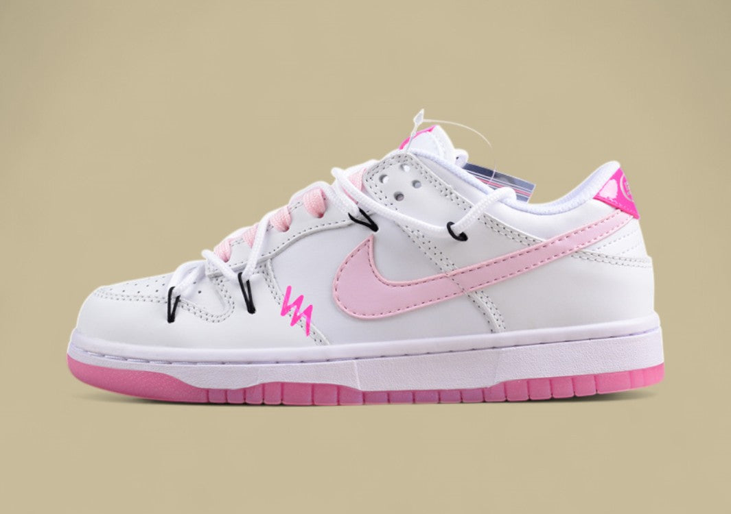 Nike Dunk Low "Multi Color Vitality" – Pink White Custom Triple Swoosh Deconstructed Shoes