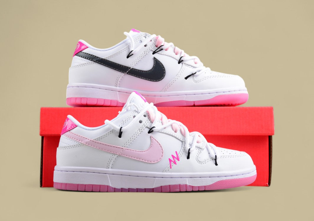 Nike Dunk Low "Multi Color Vitality" – Pink White Custom Triple Swoosh Deconstructed Shoes