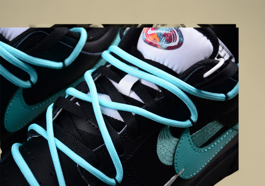 Nike Dunk Low “Vitality Black Aqua” Triple Swoosh Custom