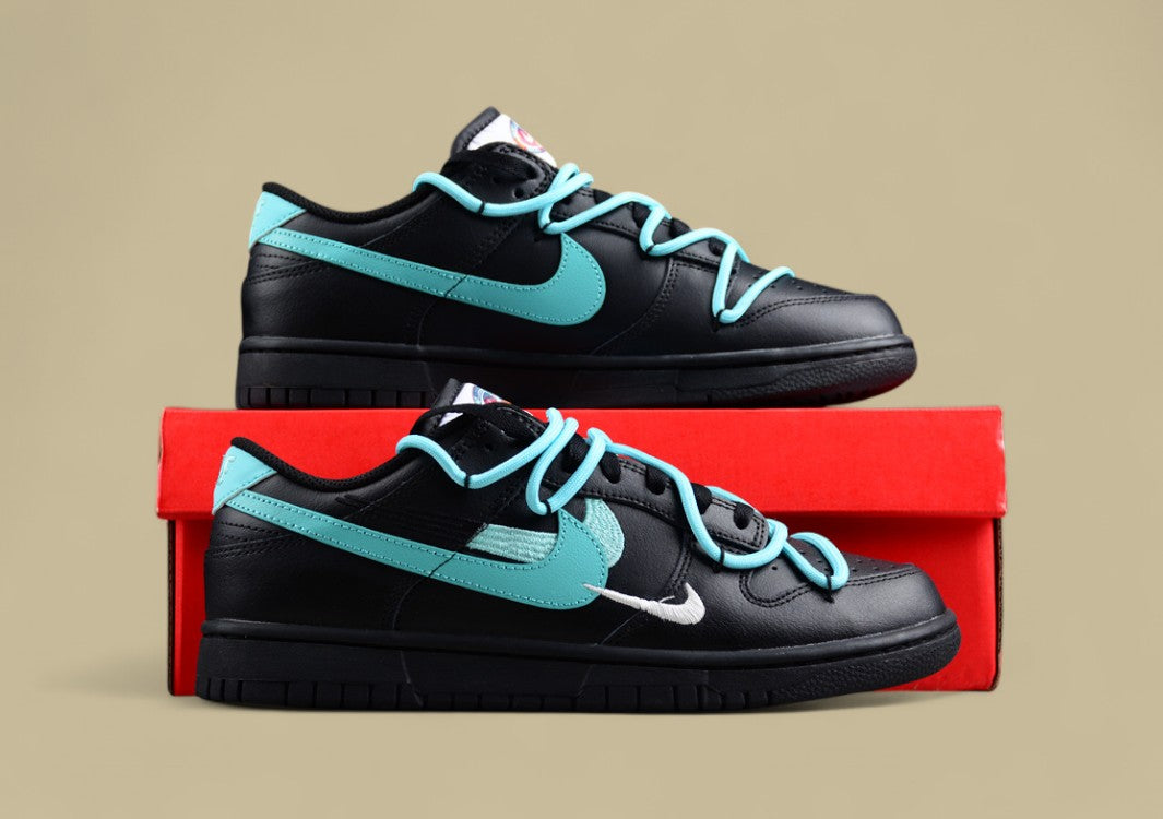 Nike Dunk Low “Vitality Black Aqua” Triple Swoosh Custom