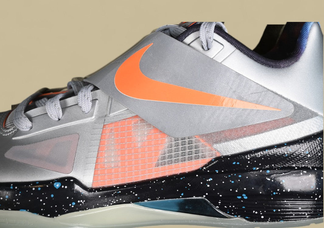 Nike KD 4 All Star Galaxy Basketball Shoes Metallic Silver Total Orange & Dark Grey Sneaker