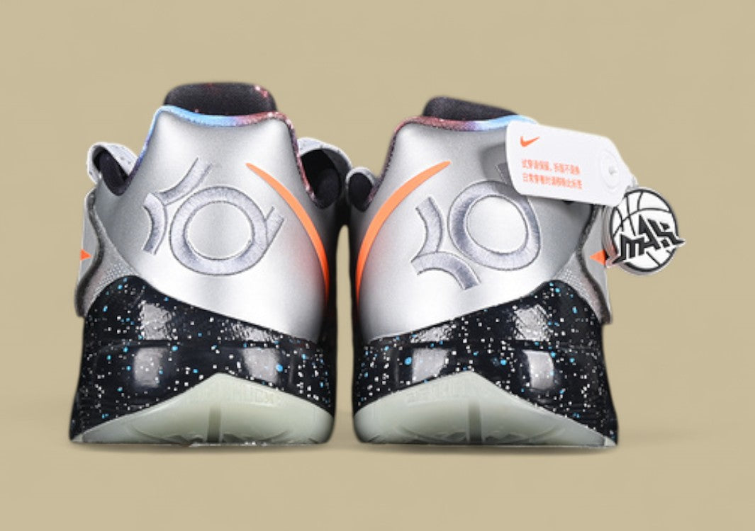 Nike KD 4 All Star Galaxy Basketball Shoes Metallic Silver Total Orange & Dark Grey Sneaker