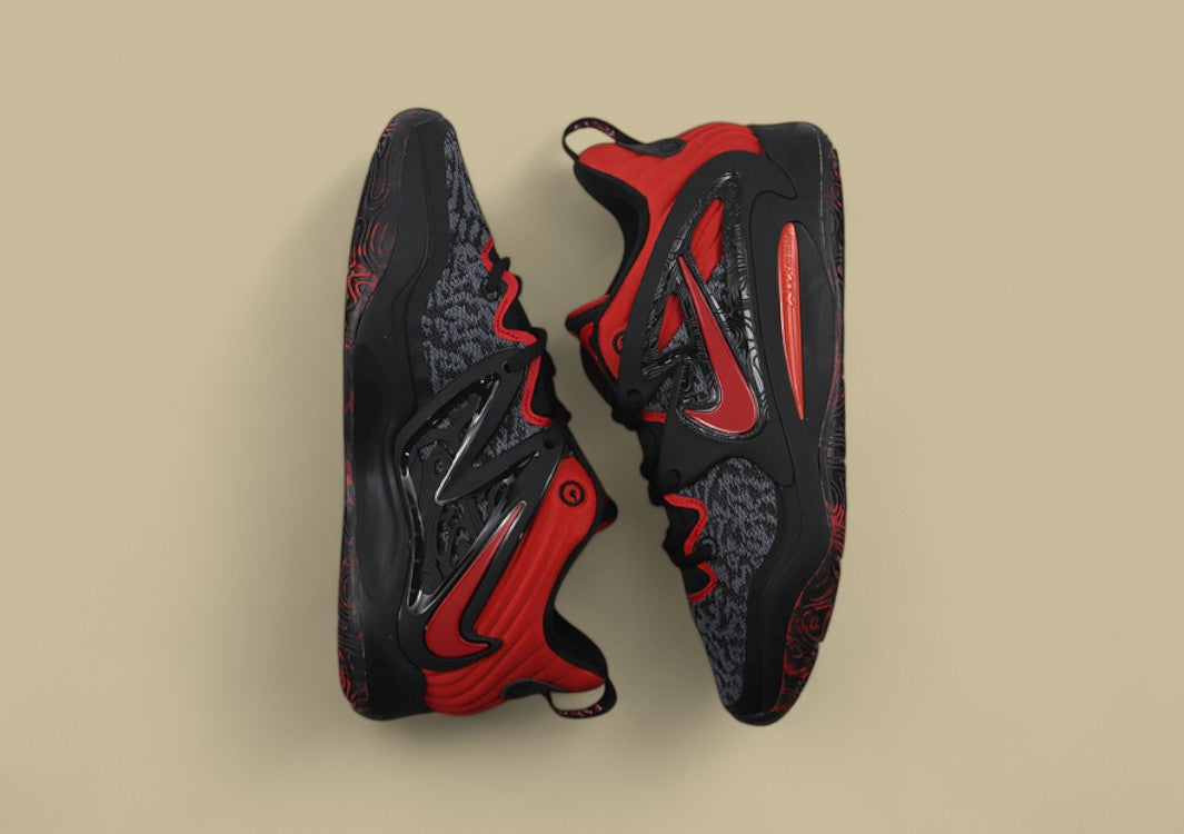 Nike KD Basketball Shoes Black Red with Graphic Knit Upper and Red Accents