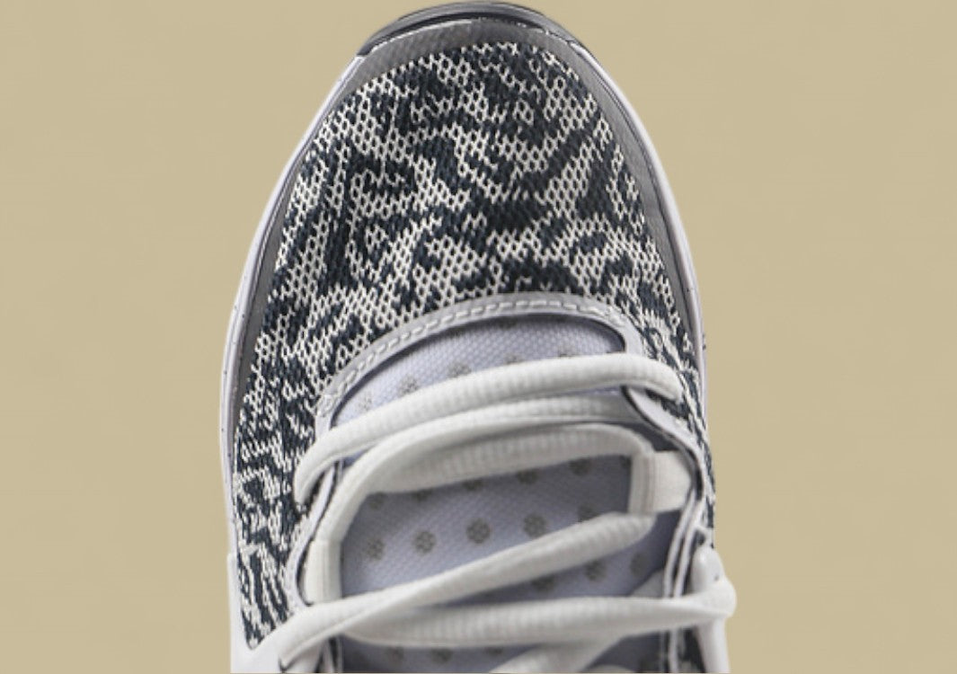 Nike KD Basketball Shoes Black and White Knit Upper with Speckled Midsole and Bold Swoosh