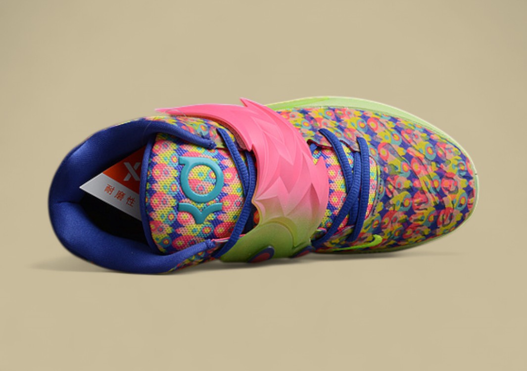 Nike KD Basketball Shoes Colorful Floral Print Upper with Neon Green Sole and Pink Strap