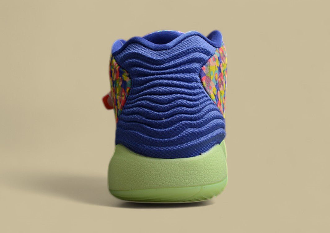 Nike KD Basketball Shoes Colorful Floral Print Upper with Neon Green Sole and Pink Strap