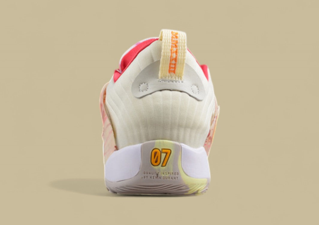 Nike KD Basketball Shoes Cream Upper with Peach, Pink & Yellow Marble Accents & Sole