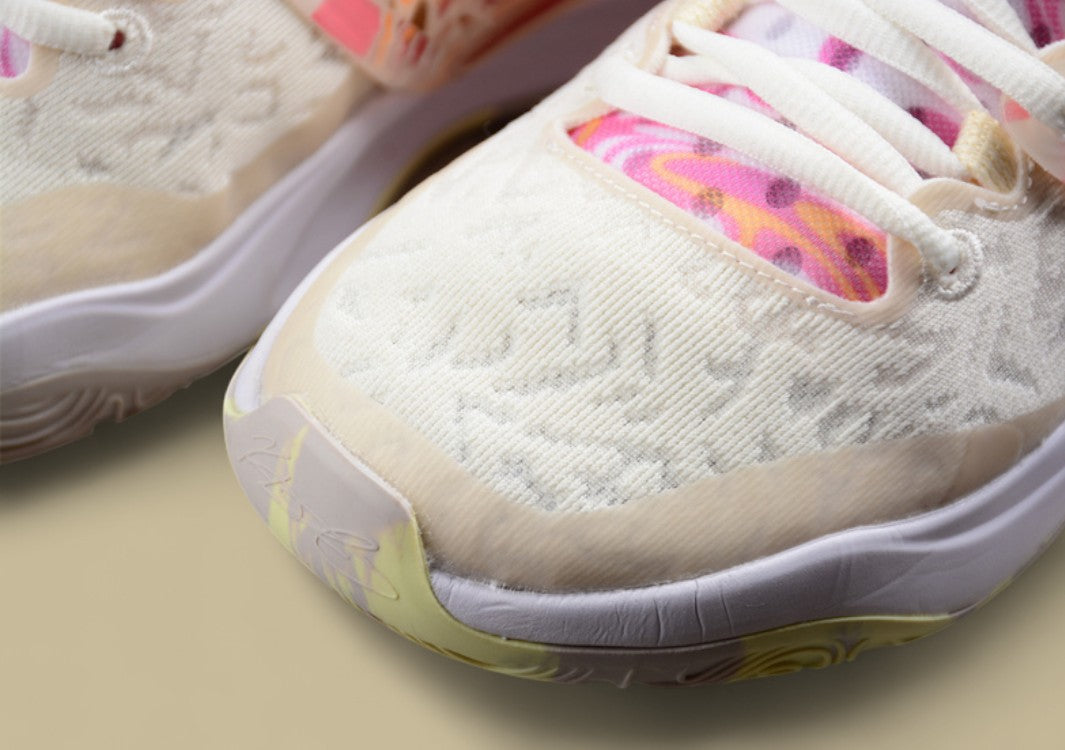 Nike KD Basketball Shoes Cream Upper with Peach, Pink & Yellow Marble Accents & Sole