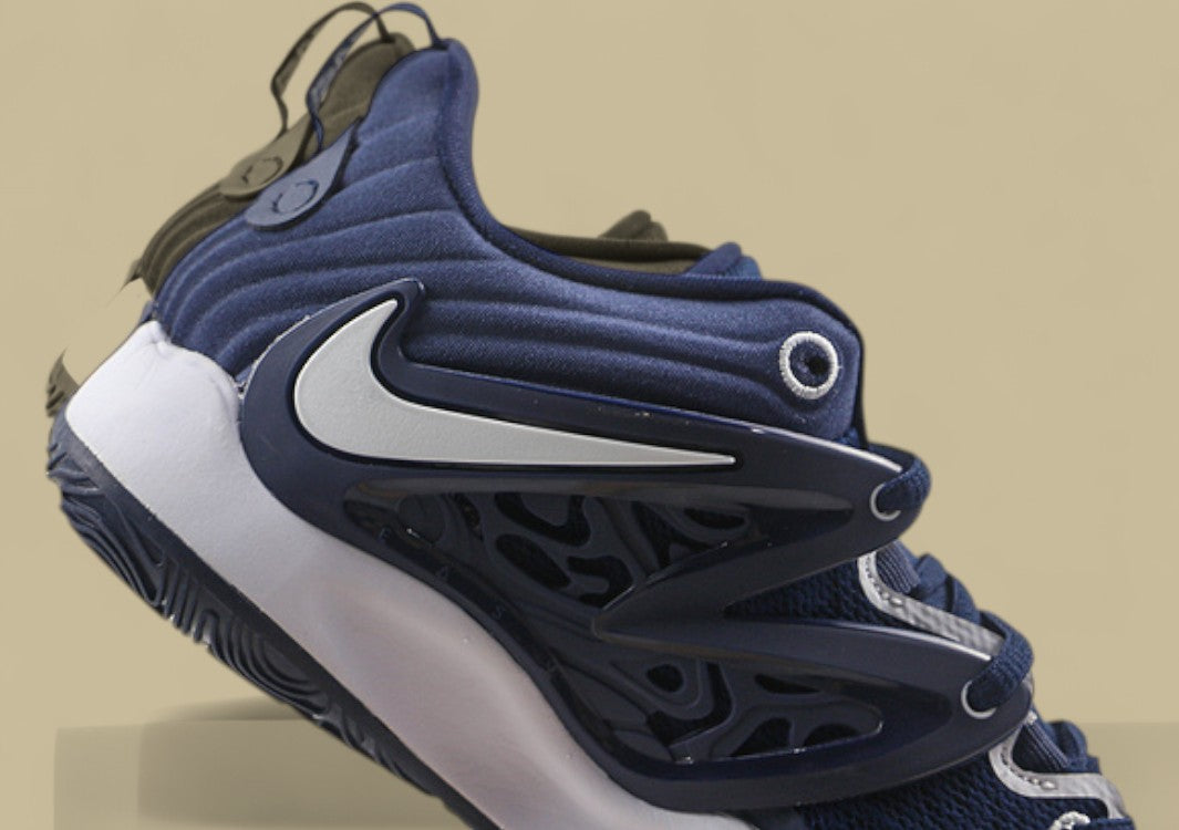 Nike KD Basketball Shoes Deep Navy Blue Upper with White Swoosh and Midsole for Elite Play