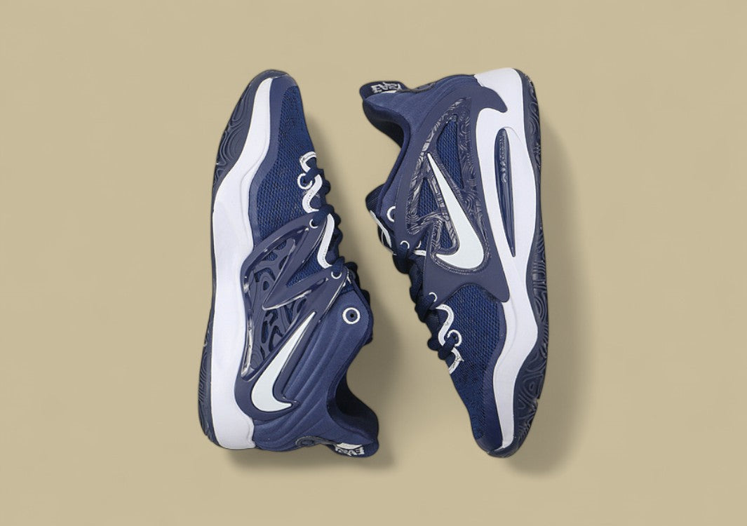 Nike KD Basketball Shoes Deep Navy Blue Upper with White Swoosh and Midsole for Elite Play