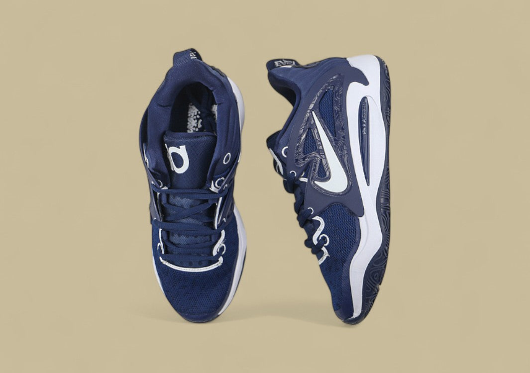 Nike KD Basketball Shoes Deep Navy Blue Upper with White Swoosh and Midsole for Elite Play