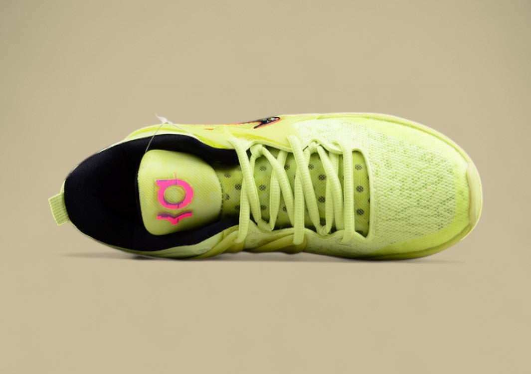 Nike KD Basketball Shoes Vibrant Volt Upper with Multi-Color Sole and Graphic Swoosh Detail