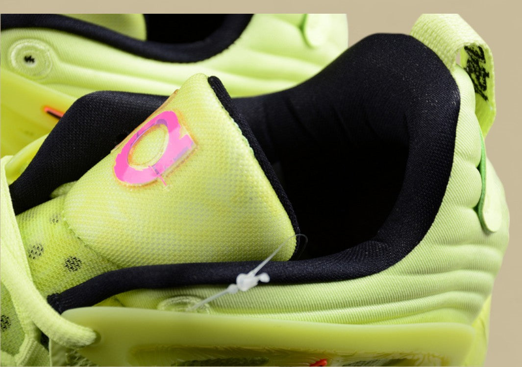 Nike KD Basketball Shoes Vibrant Volt Upper with Multi-Color Sole and Graphic Swoosh Detail