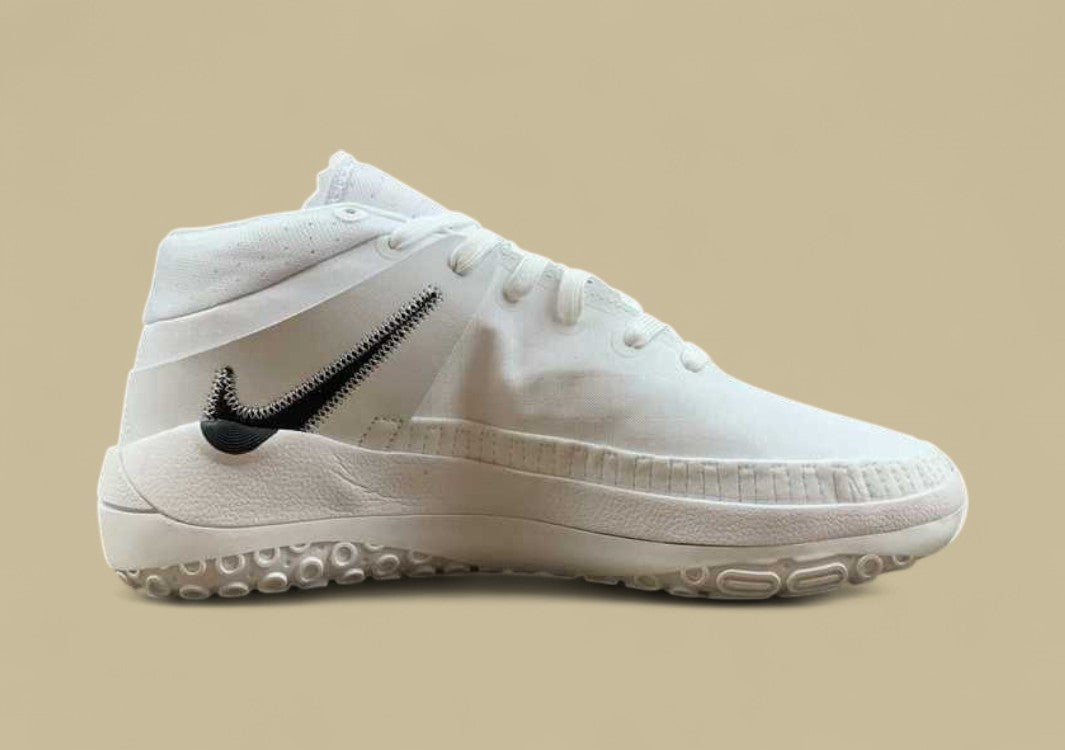 Nike KD TB Basketball Shoes Clean White Upper with Bold Black Swoosh and Zoom Air Cushioning