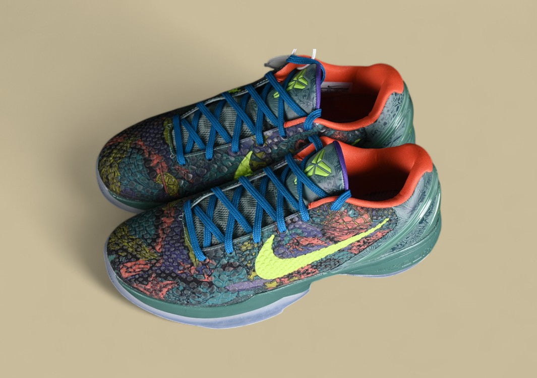 Nike Kob "Cannon Volt-Purple Venom-Turf Orange" Vibrant Low-Top Basketball Shoe With Multicolor Camouflage Graphic