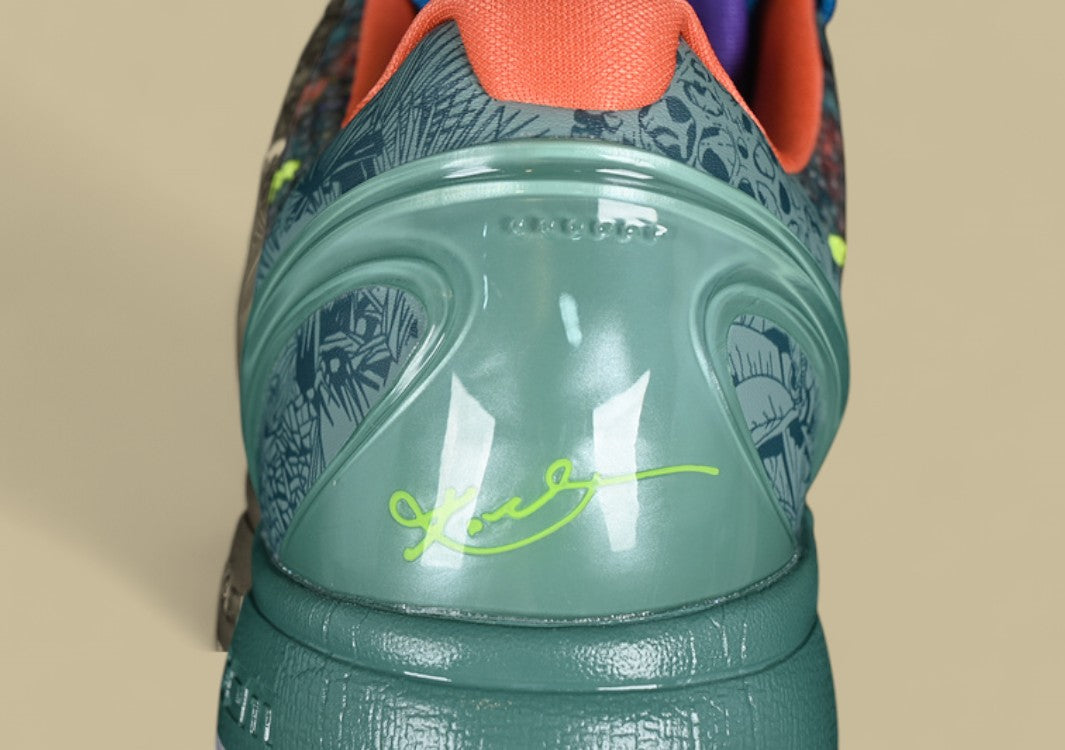 Nike Kob "Cannon Volt-Purple Venom-Turf Orange" Vibrant Low-Top Basketball Shoe With Multicolor Camouflage Graphic