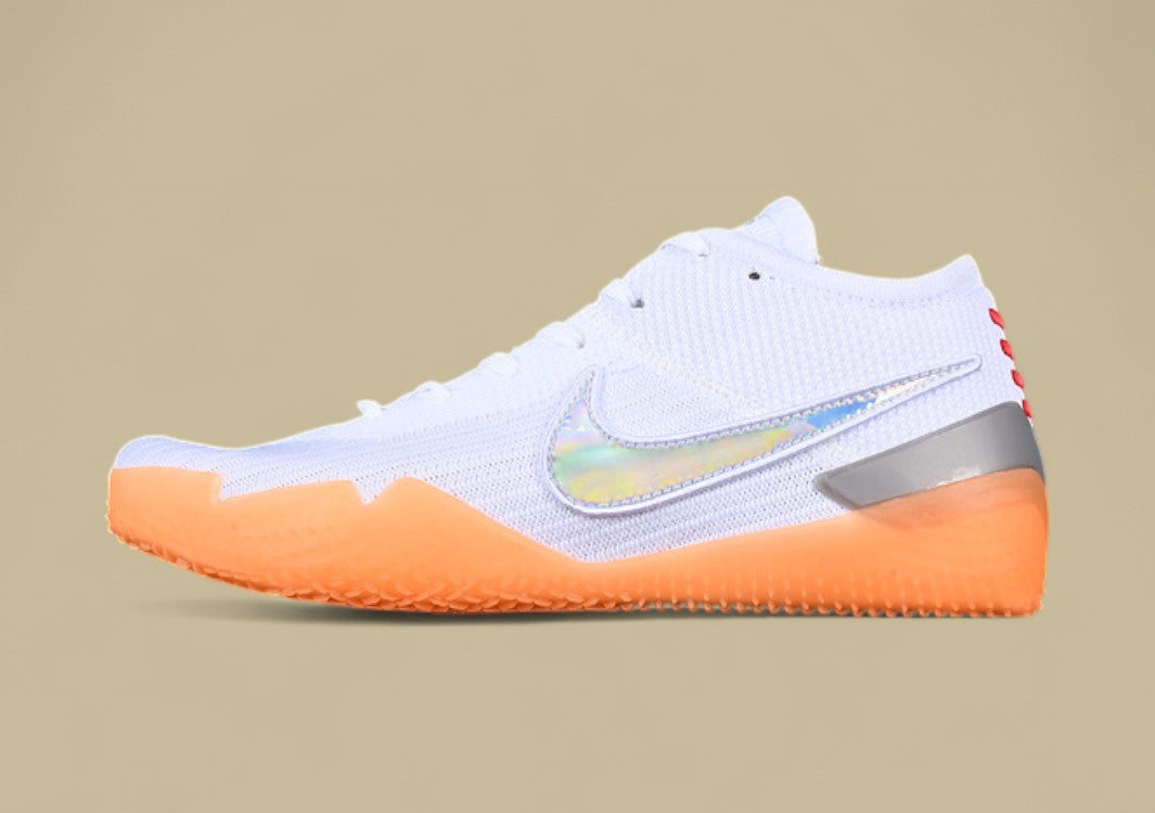 Nike Kobe 360 White Red Yellow Holographic Swoosh With Gum Sole and Lightweight Flyknit Upper