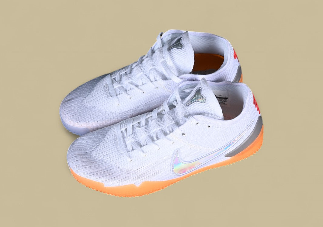 Nike Kobe 360 White Red Yellow Holographic Swoosh With Gum Sole and Lightweight Flyknit Upper