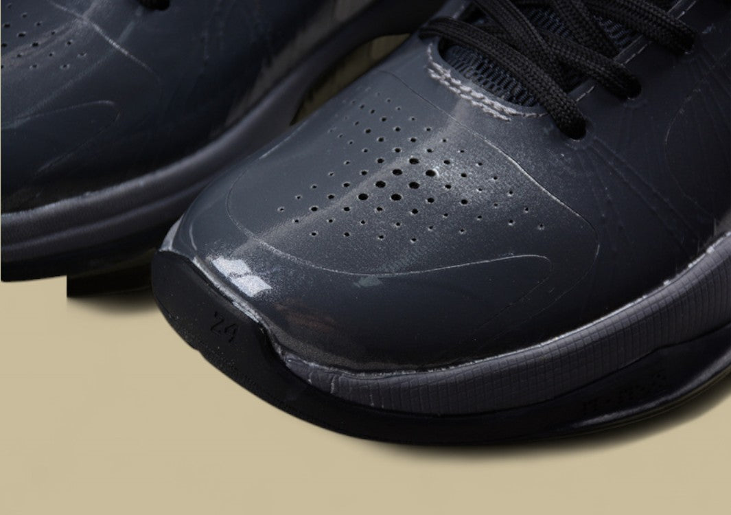 Nike Kobe Basketball Shoes Black Grey Sleek Low-top Design With Glossy Finish and Red Accents