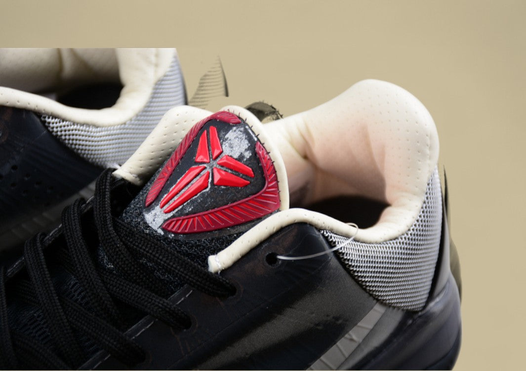 Nike Kobe Basketball Shoes Black Grey Sleek Low-top Design With Glossy Finish and Red Accents