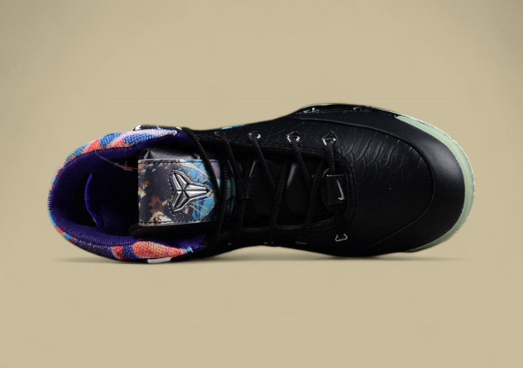 Nike Kobe Black Multi-color Wolf Grey Premium Snake Texture With Colorful Collar and Grey Sole