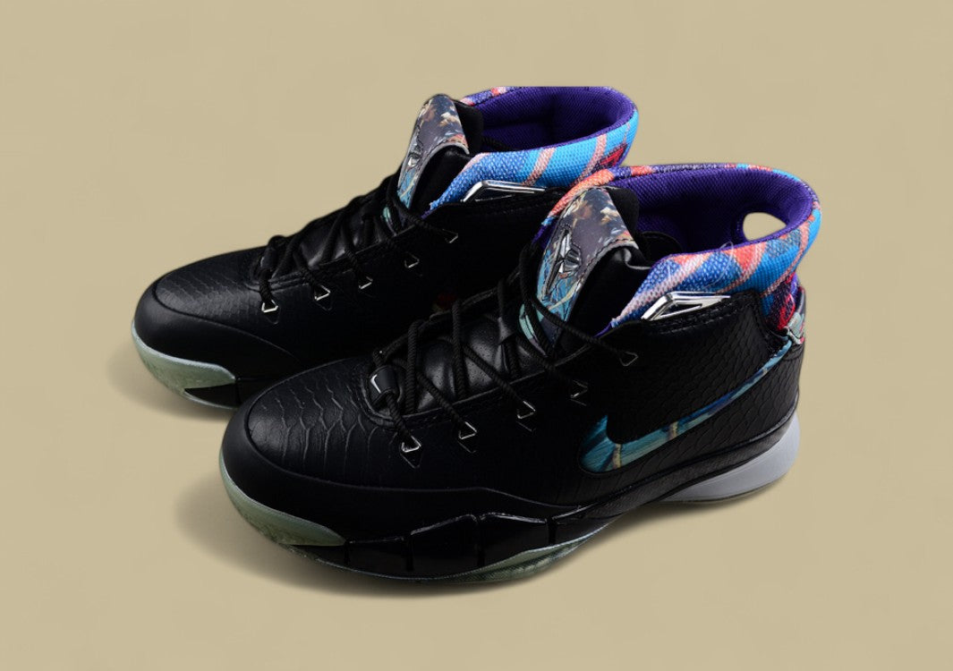 Nike Kobe Black Multi-color Wolf Grey Premium Snake Texture With Colorful Collar and Grey Sole