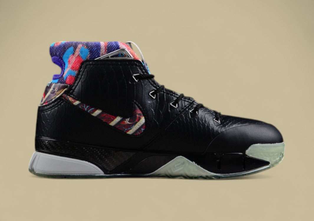 Nike Kobe Black Multi-color Wolf Grey Premium Snake Texture With Colorful Collar and Grey Sole