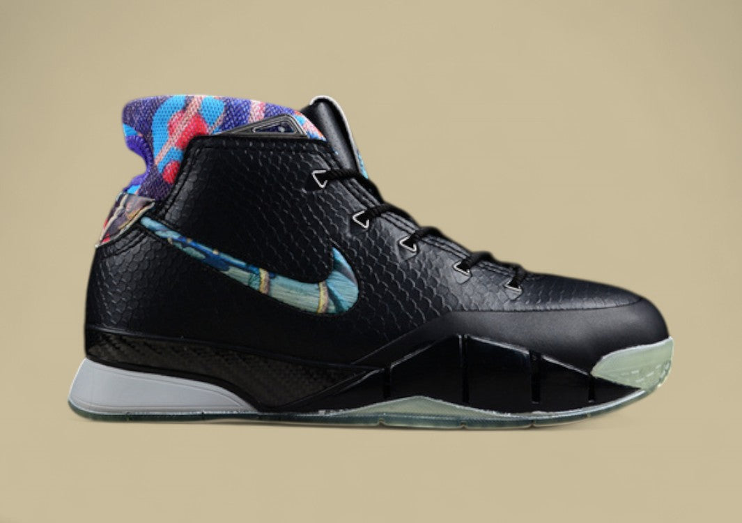 Nike Kobe Black Multi-color Wolf Grey Premium Snake Texture With Colorful Collar and Grey Sole