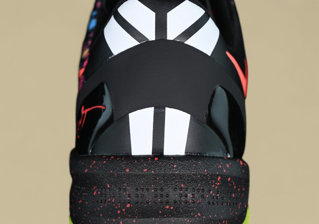 Nike Kobe Black Orange Green Red Colorful Mosaic Upper With Bright Volt Sole and Swoosh