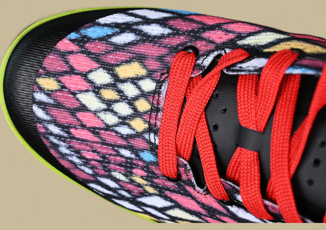 Nike Kobe Black Orange Green Red Colorful Mosaic Upper With Bright Volt Sole and Swoosh