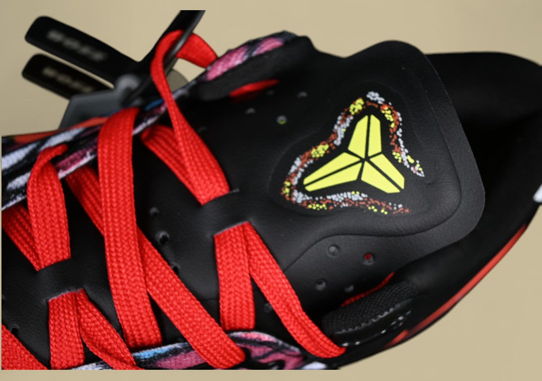 Nike Kobe Black Orange Green Red Colorful Mosaic Upper With Bright Volt Sole and Swoosh