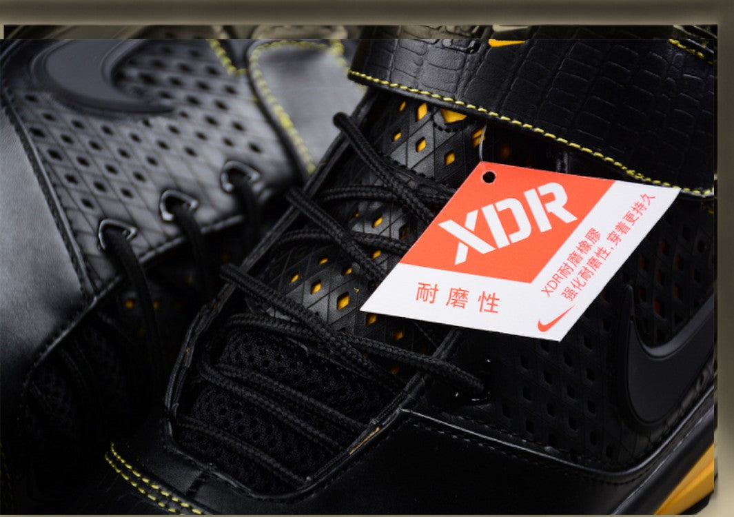 Nike Kobe Black Yellow Basketball Shoes Mid-top Build With Bold Contrast and Perforated Upper