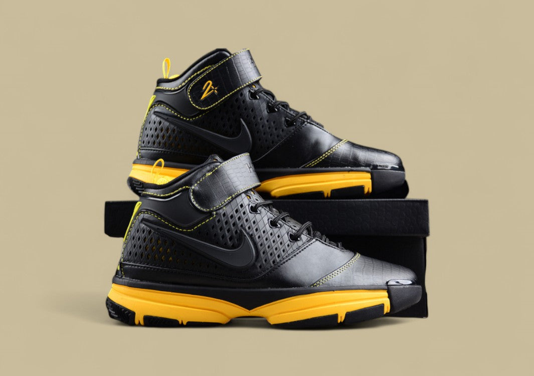 Nike Kobe Black Yellow Basketball Shoes Mid-top Build With Bold Contrast and Perforated Upper