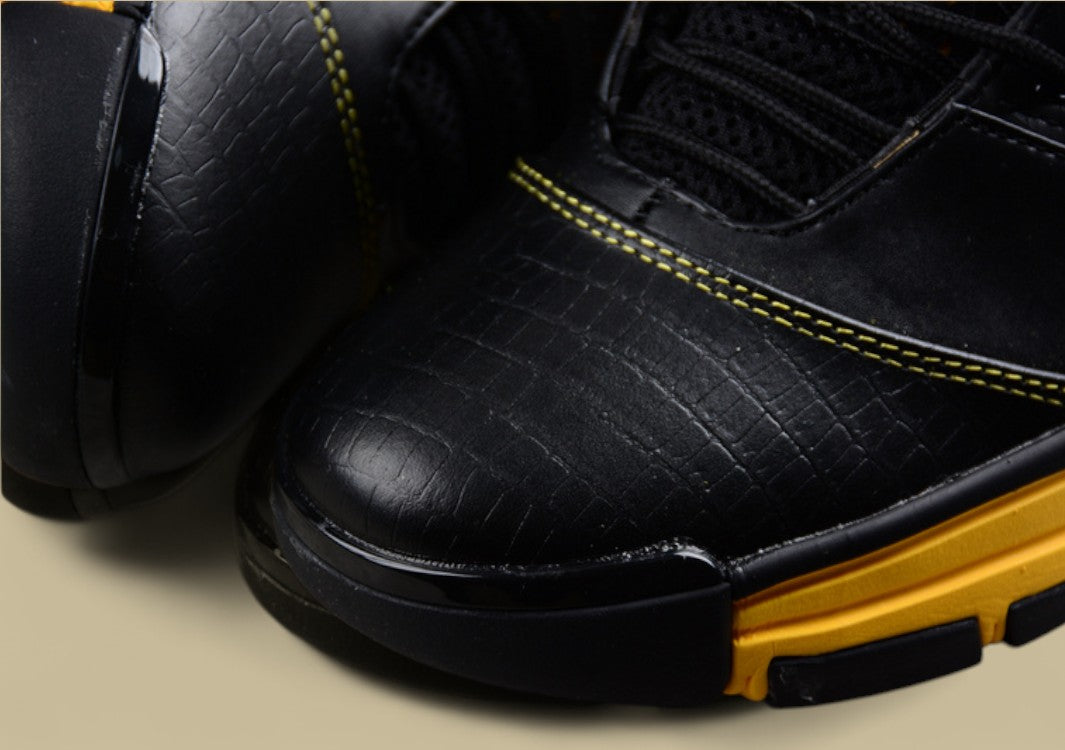 Nike Kobe Black Yellow Basketball Shoes Mid-top Build With Bold Contrast and Perforated Upper