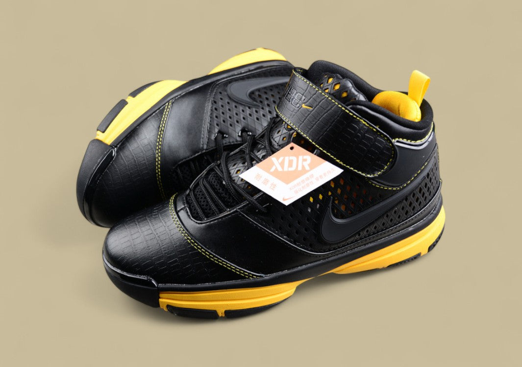 Nike Kobe Black Yellow Basketball Shoes Mid-top Build With Bold Contrast and Perforated Upper