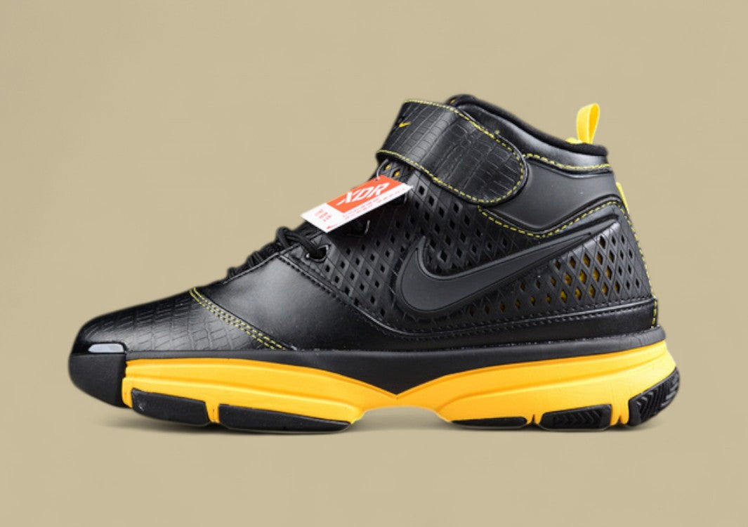 Nike Kobe Black Yellow Basketball Shoes Mid-top Build With Bold Contrast and Perforated Upper