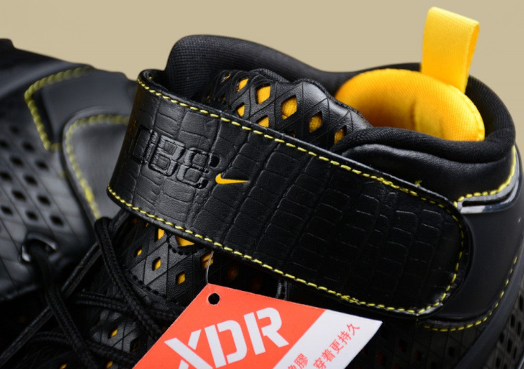 Nike Kobe Black Yellow Basketball Shoes Mid-top Build With Bold Contrast and Perforated Upper