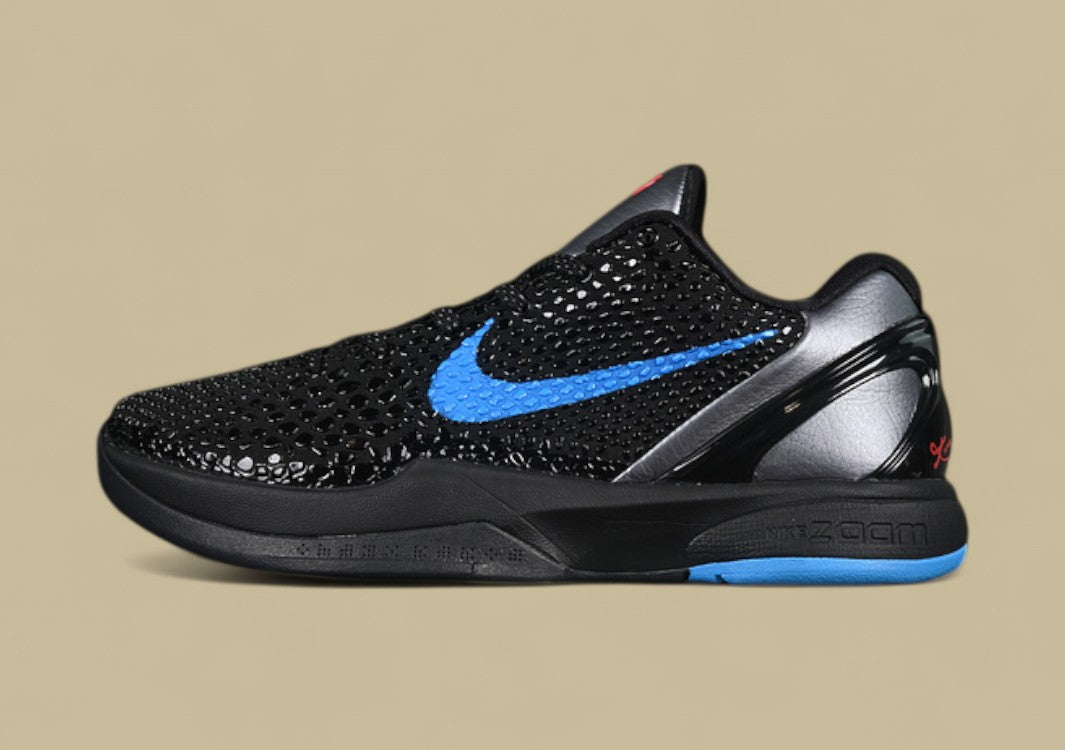 Nike Kobe "Blue Glow" Dark Grey Black Red Basketball Shoes with Scaled Upper