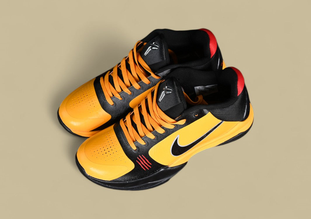 Nike Kobe Chaos Black gold Bold Yellow and Black Colorway With Red Details and Low-top Build