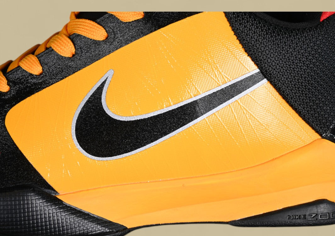 Nike Kobe Chaos Black gold Bold Yellow and Black Colorway With Red Details and Low-top Build