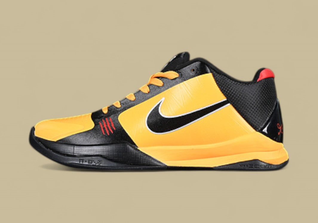 Nike Kobe Chaos Black gold Bold Yellow and Black Colorway With Red Details and Low-top Build