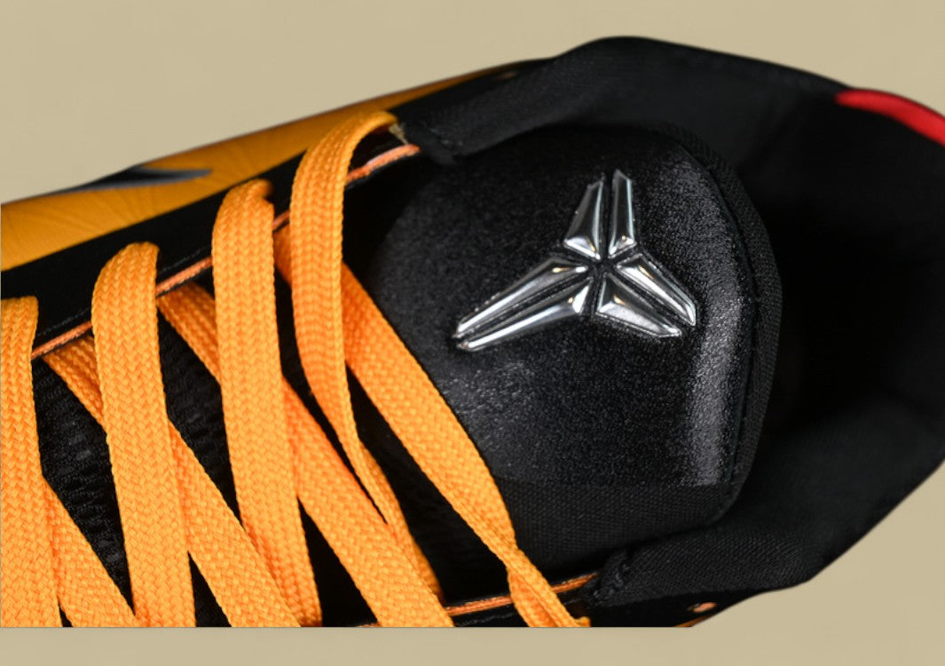 Nike Kobe Chaos Black gold Bold Yellow and Black Colorway With Red Details and Low-top Build