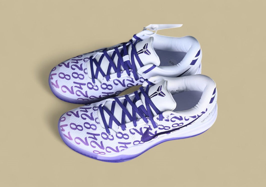 Nike Kobe "Court Purple" White Purple Number Print Basketball Shoe with Signature