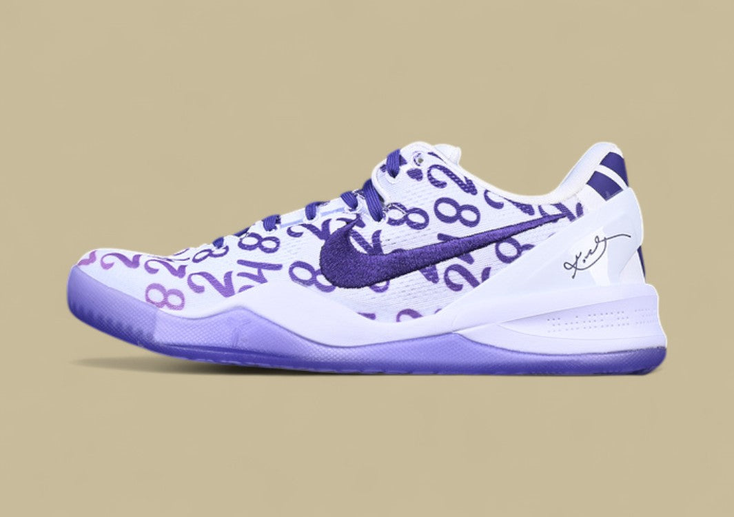 Nike Kobe "Court Purple" White Purple Number Print Basketball Shoe with Signature