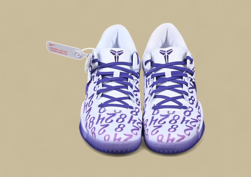 Nike Kobe "Court Purple" White Purple Number Print Basketball Shoe with Signature