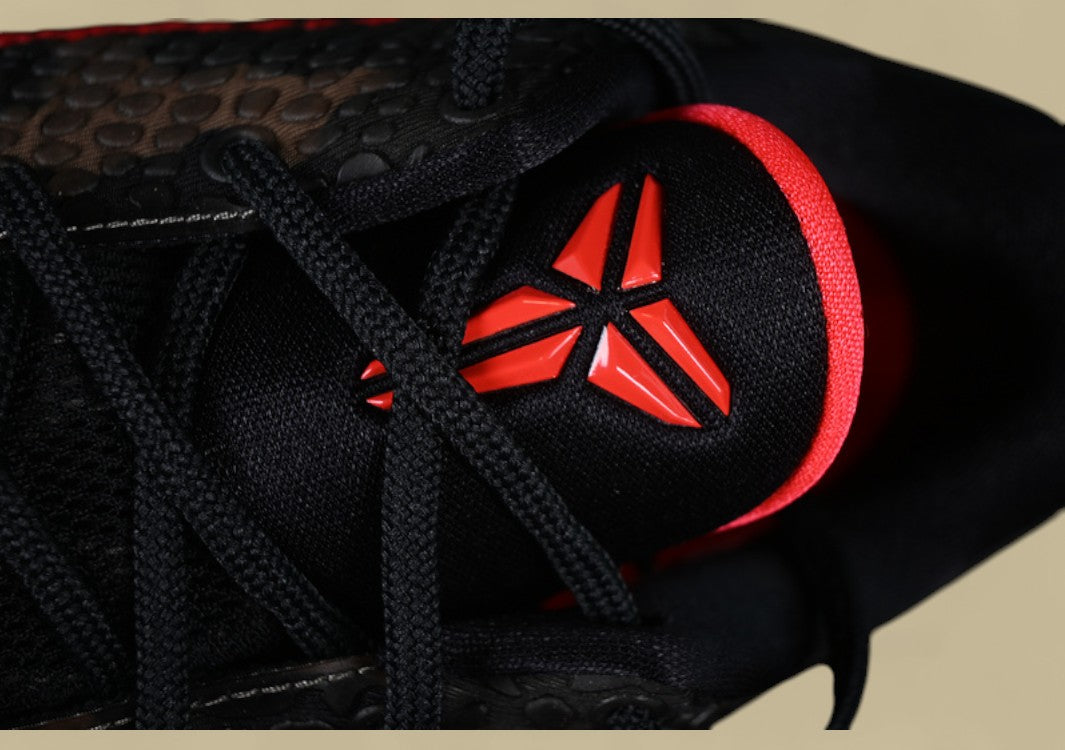 Nike Kobe "Crimson Bog" Black Khaki Basketball Shoes with Red Swoosh Accent
